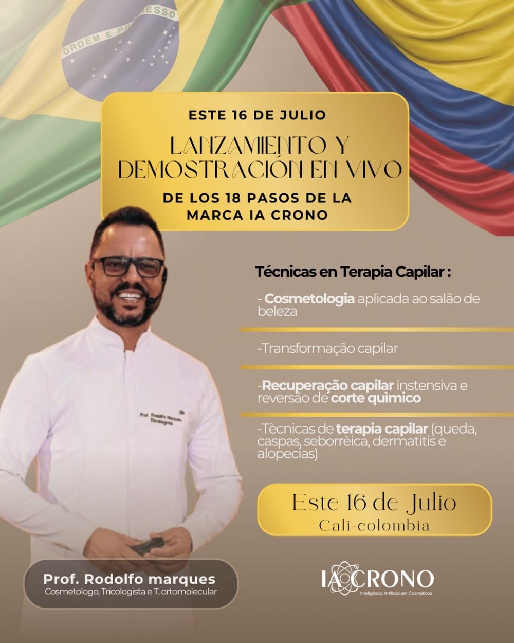 Día 2 — Terapia capilar avanzada con IA Crono y el Prof. Rodolfo Marques